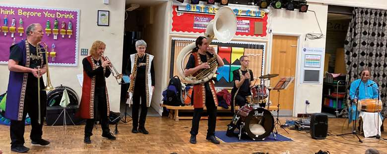 Bollywood Brass performing at a primary school