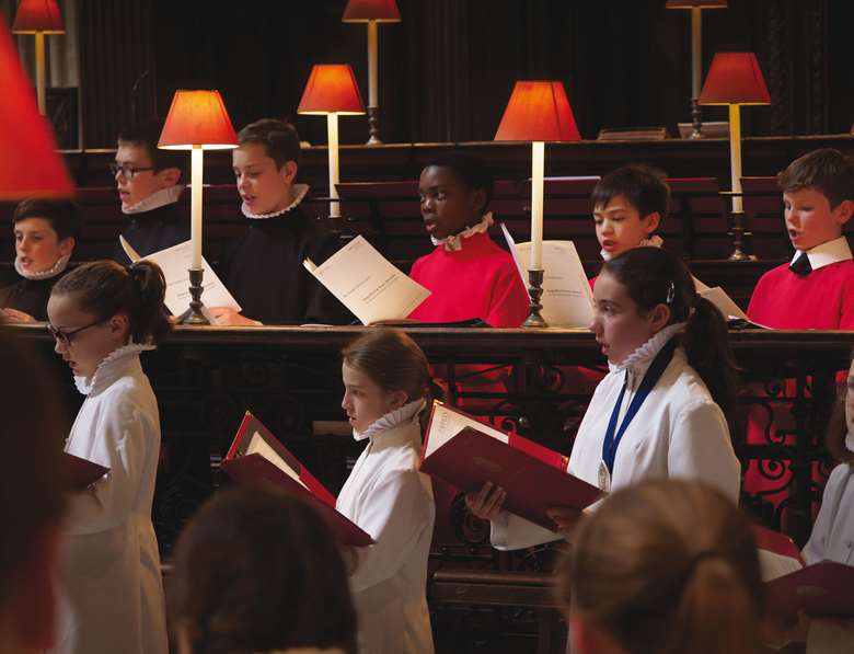  Choristers from St Paul's Cathedral, King's College Cambridge, Salisbury Cathedral and Westminster Abbey celebrate the centenary of the Choir Schools’ Association, 2018