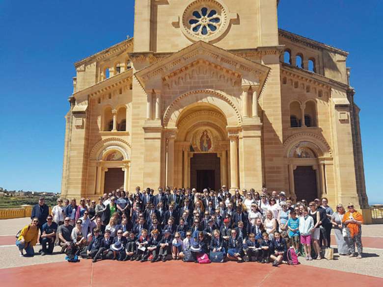 Whole group at Ta’ Pinu Basilica, Gozo