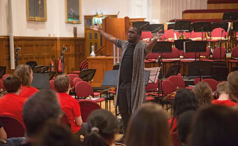 Tyrone Lewis performs at the launch event in Leeds