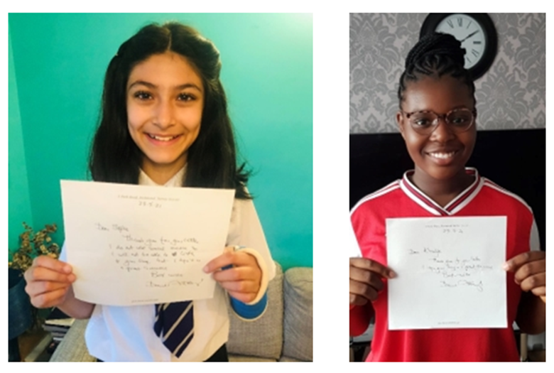 Khadijah (12) and Sofia (11), who wrote to Sir David Attenborough about the project