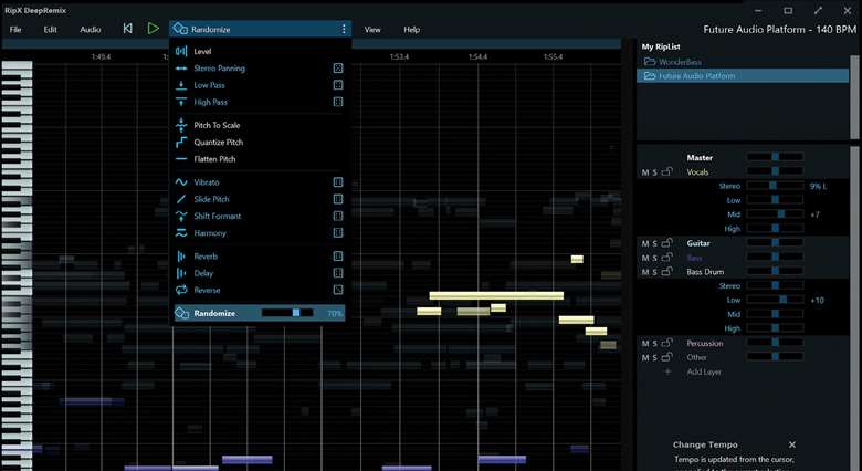 DeepRemix separates recorded songs into separate parts
