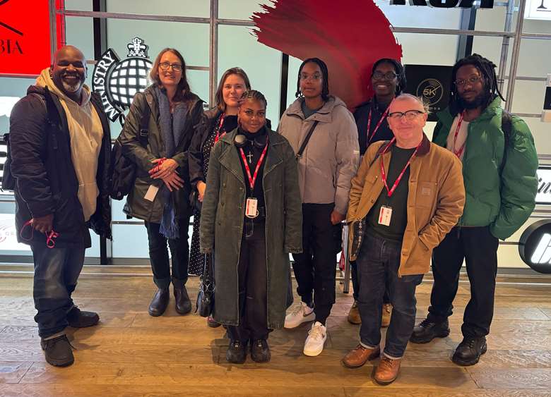  Wizdom Layne (left) and the Sound Connections team visiting Sony Music Entertainment’s London office on a music industry away day, 2023