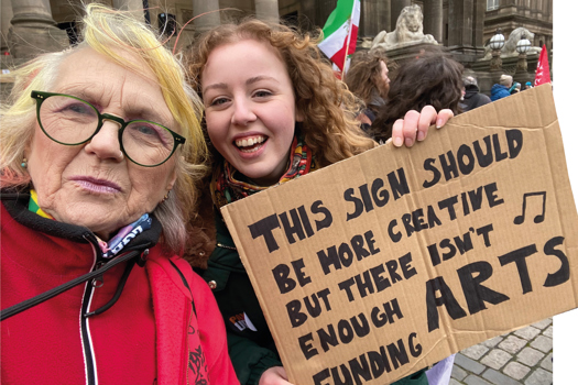 Victoria Jaquiss joining a protest in Leeds