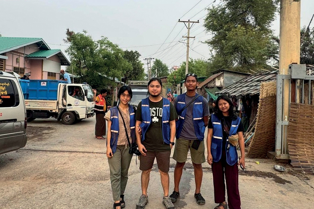 Music leaders from the Myanmar Jazz Club on their first visit to Mandalay after the earthquake struck