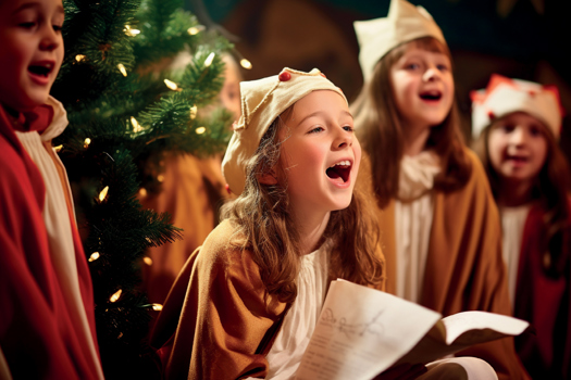 Children enjoy performing in a Christmas play. To make it successful, think carefully about the time available and the difficulty of the piece